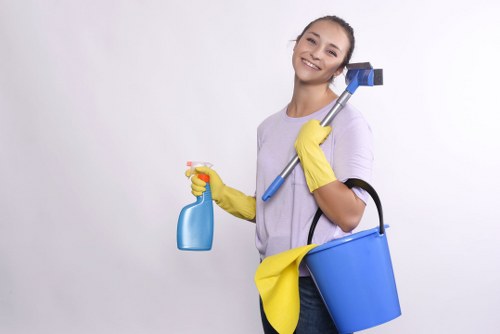 Cleaning professional preparing a service agreement document